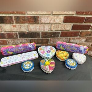 Brighton Empty Metal Tins Assorted Shapes And Sizes Lot Of 9 Various Uses/Colors